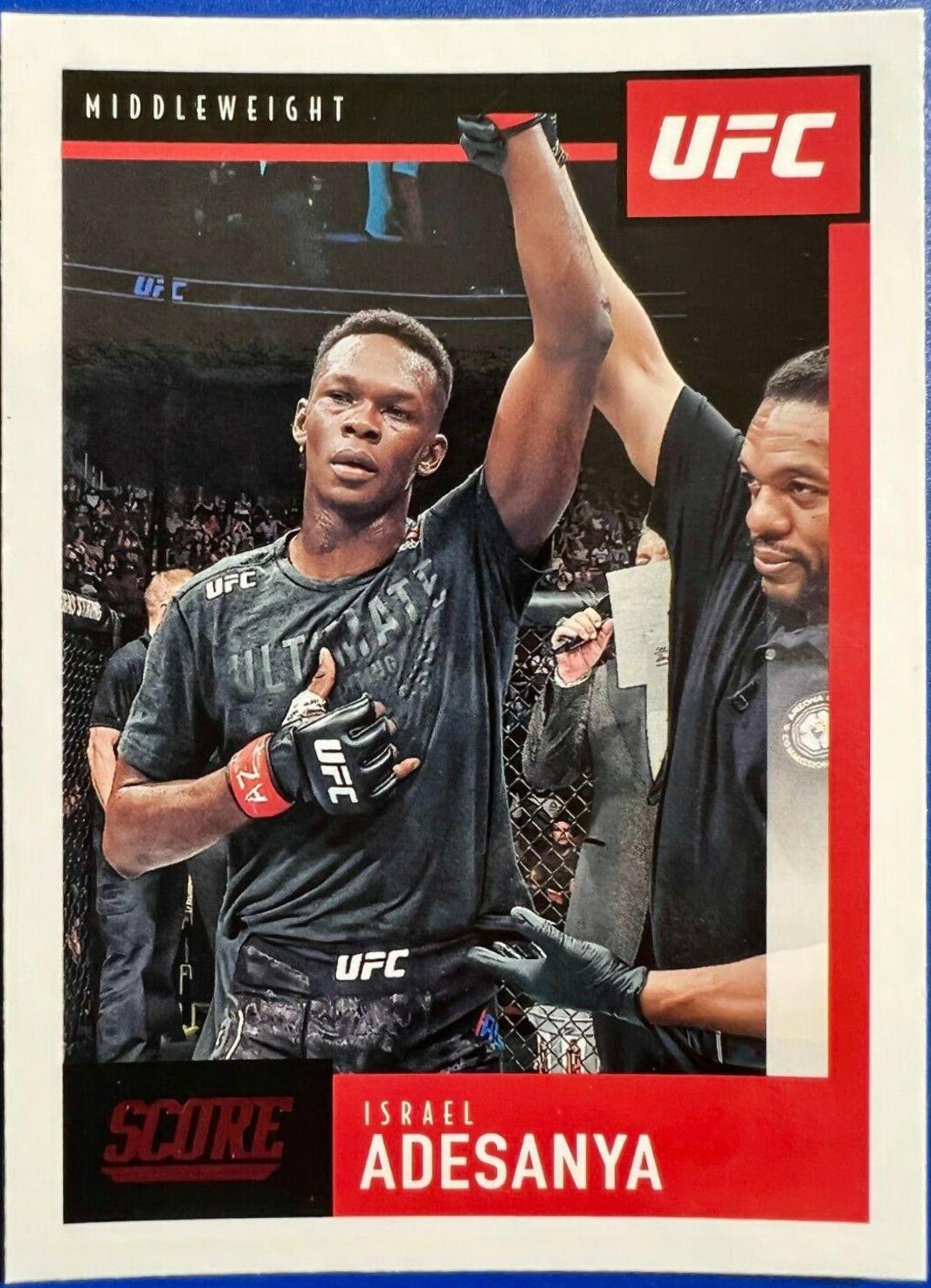 Israel Adesanya 2021 Panini Chronicles UFC Base Score #94 Pink