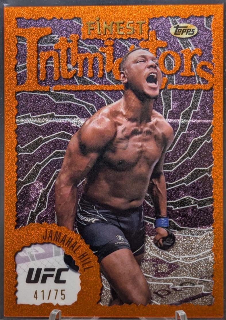 Jamahal Hill 2024 Topps Finest UFC Intimidators #INT-29 Tangerine Glitter Refractor