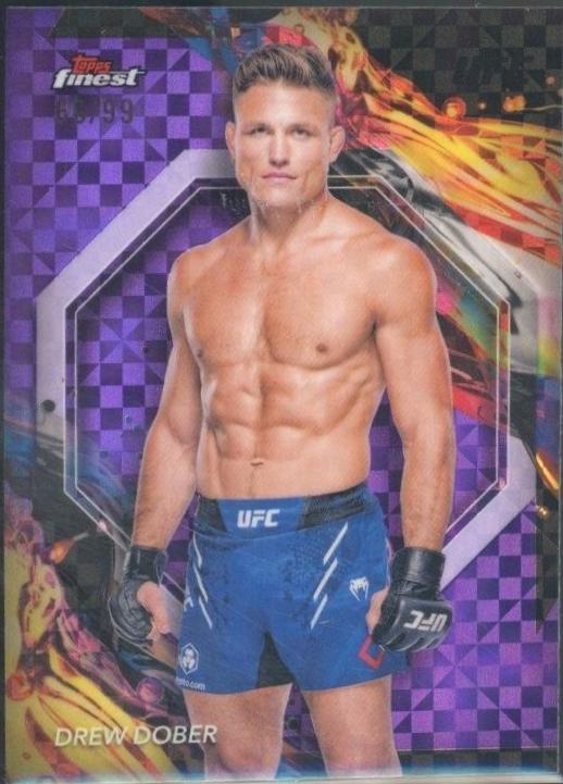 Drew Dober 2024 Topps Finest UFC Base Uncommon #124 Purple Checkerboard Refractor