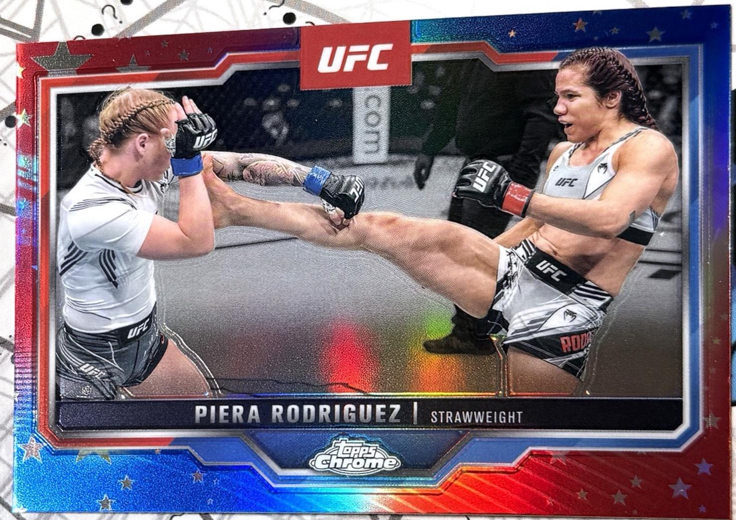 Piera Rodriguez 2025 Topps Chrome UFC Base #135 Red White Blue Refractor