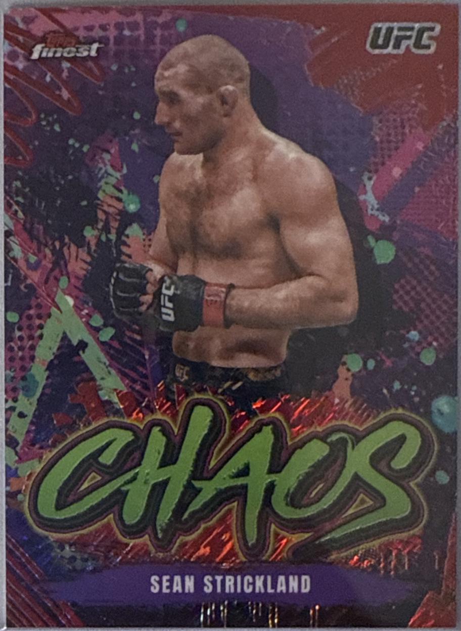 Sean Strickland 2024 Topps Finest UFC Chaos #CHA-11 Red Shimmer Refractor
