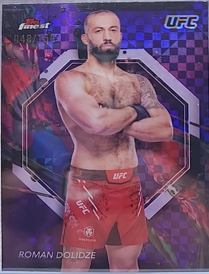 Roman Dolidze 2024 Topps Finest UFC Base Common #2 Purple Checkerboard Refractor