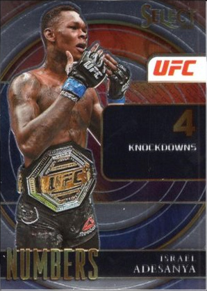 Israel Adesanya 2022 Panini Select UFC Select Numbers #9 Gold Flash