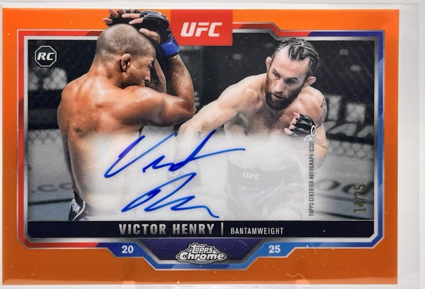 Victor Henry 2025 Topps Chrome UFC Chrome Rookie Autographs #CRA-VH Orange Refractor