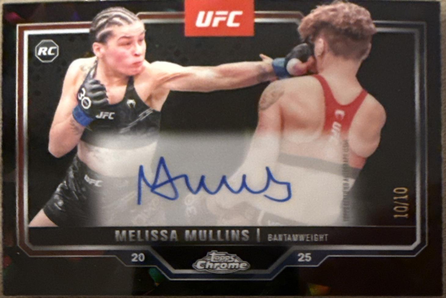 Melissa Mullins 2025 Topps Chrome UFC Chrome Rookie Autographs #CRA-ME Black Refractor