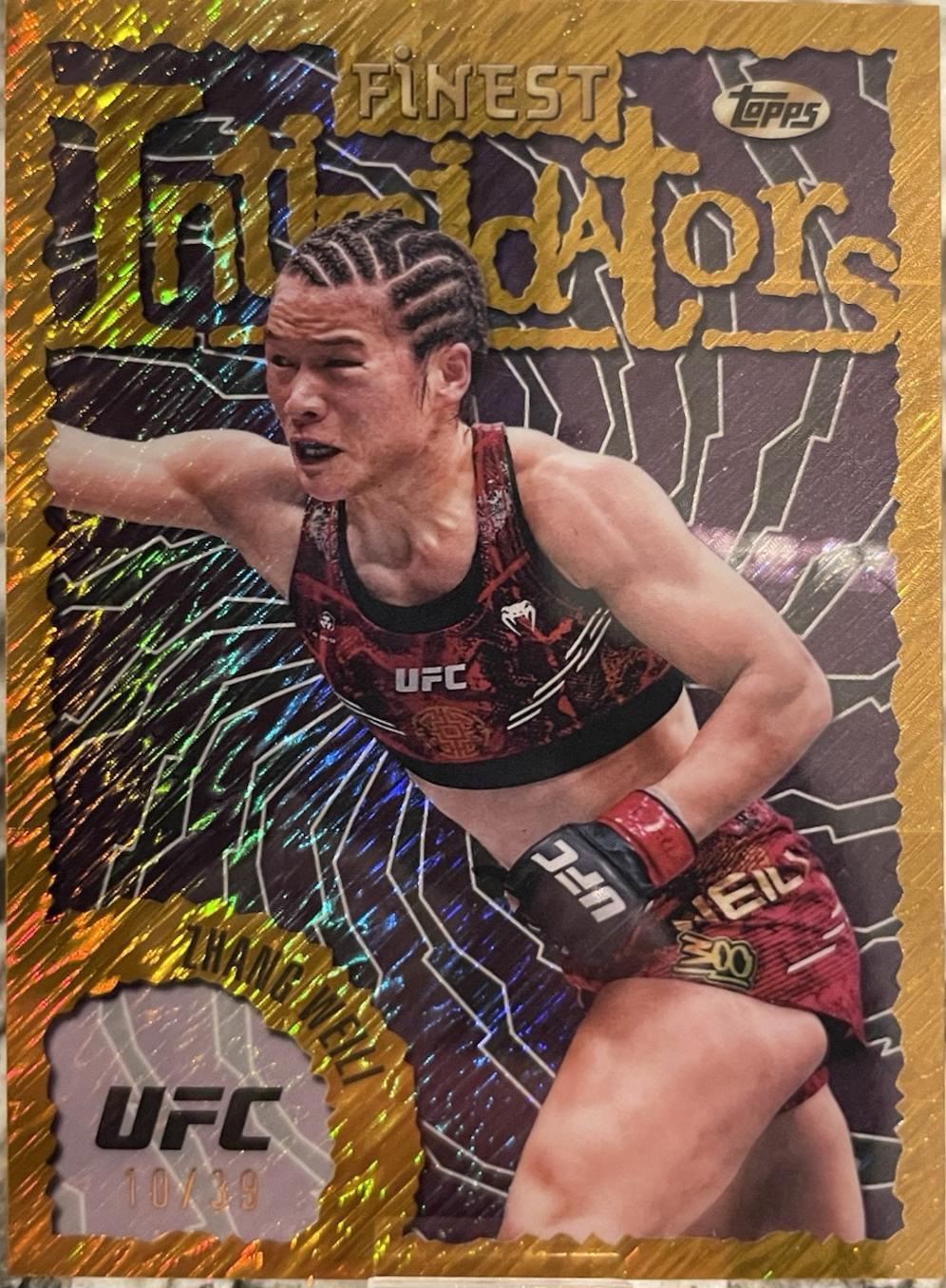Zhang Weili 2024 Topps Finest UFC Intimidators #INT-27 Gold Shimmer Refractor