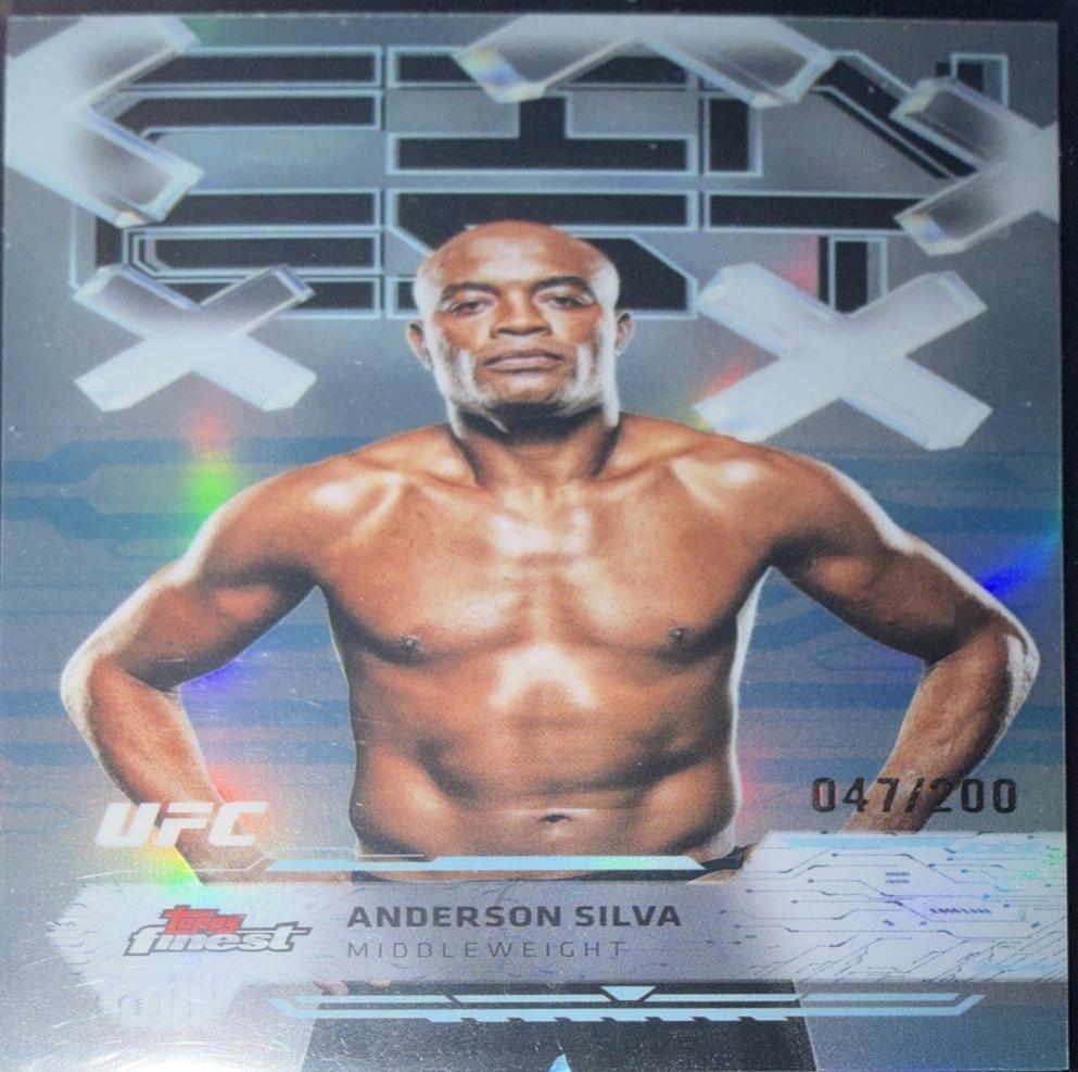 Anderson Silva 2025 Topps Finest UFC Base Common #59 Blue Refractor