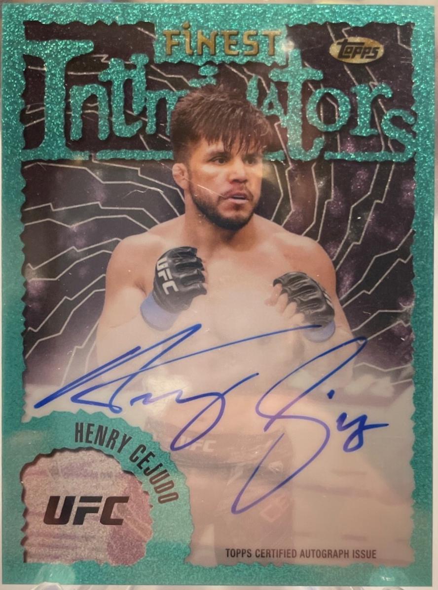 Henry Cejudo 2024 Topps Finest UFC Intimidators Autographs #IA-HCO Aqua Glitter Refractor