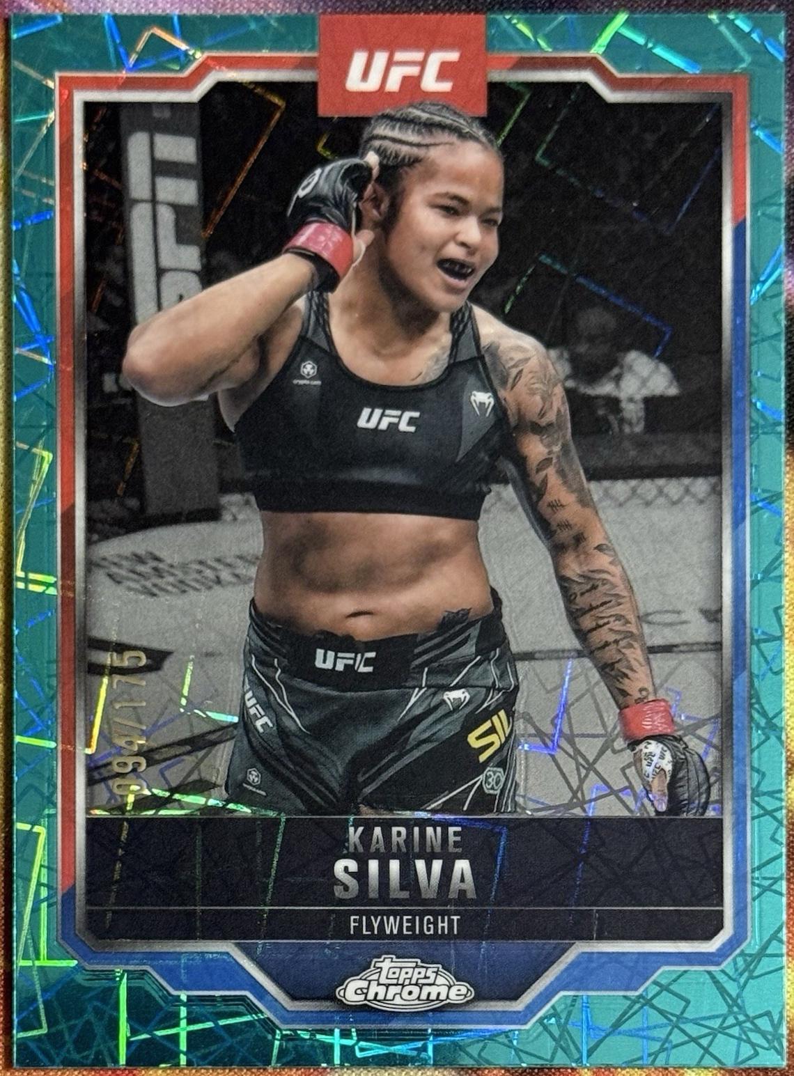 Karine Silva 2025 Topps Chrome UFC Base #147 Teal Lazer Refractor