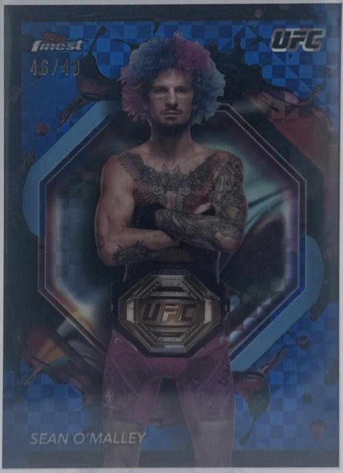 Sean O'Malley 2024 Topps Finest UFC Base Rare #226 Blue Checkerboard Refractor