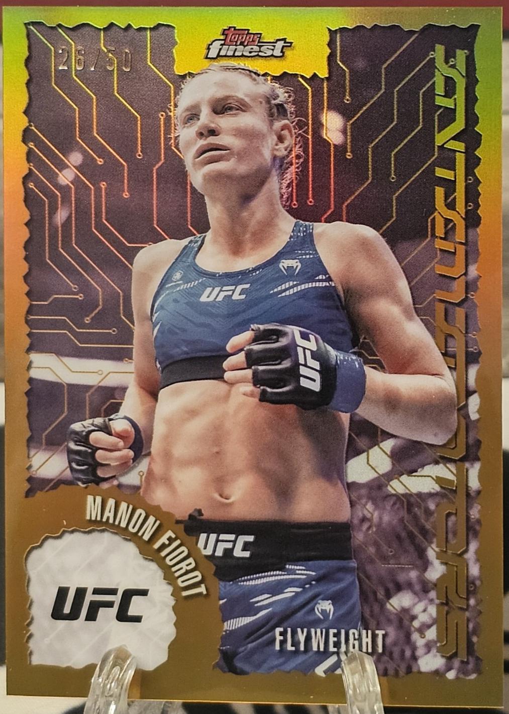 Manon Fiorot 2025 Topps Finest UFC Intimidators #IT-12 Gold Refractor