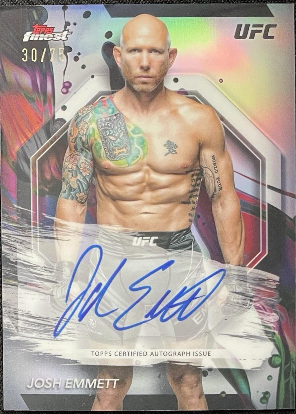 Josh Emmett 2024 Topps Finest UFC Finest Autographs #FA-JET Blue Checkerboard Refractor
