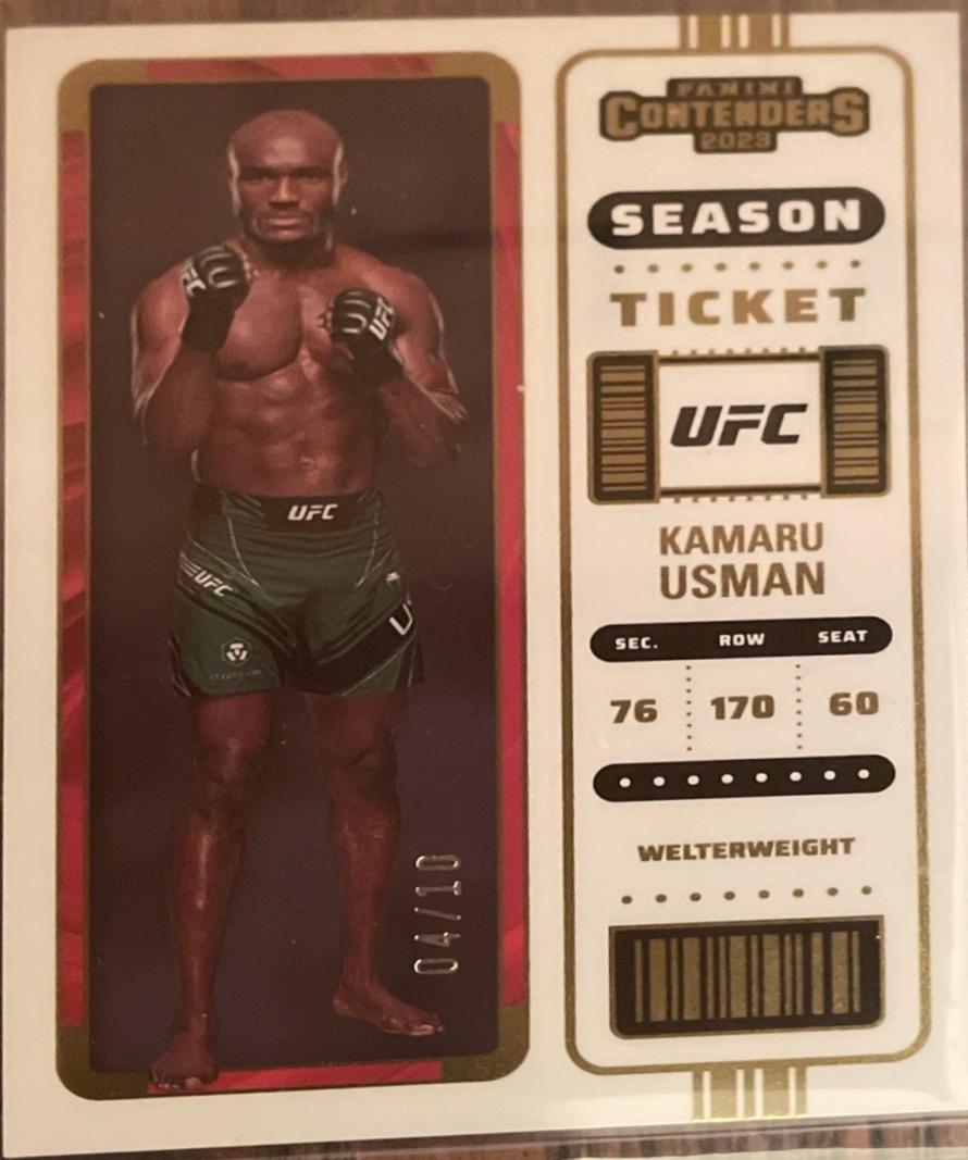Kamaru Usman 2023 Panini Chronicles UFC Base Contenders Season Ticket #101 Gold