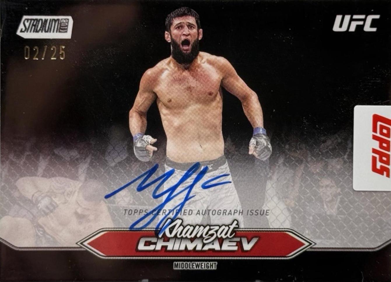 Khamzat Chimaev 2025 Topps Stadium Club UFC Base Autographs #BCA-KCV Rainbow