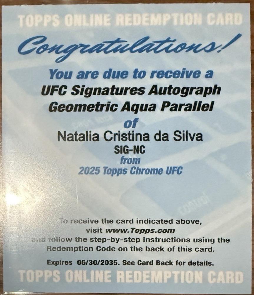 Natalia Silva 2025 Topps Chrome UFC UFC Signatures #SIG-NC Geometric Aqua Refractor