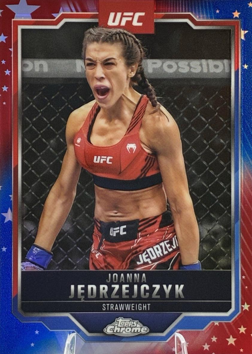 Joanna Jędrzejczyk 2025 Topps Chrome UFC Base #34 Red & Blue Refractor