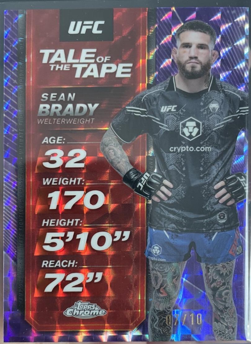 Sean Brady 2025 Topps Chrome UFC Tale of the Tape #TTT-18 Geometric Purple Refractor