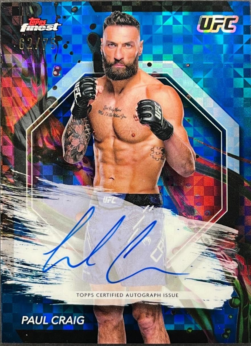 Paul Craig 2024 Topps Finest UFC Finest Autographs #FA-PCG Blue Checkerboard Refractor