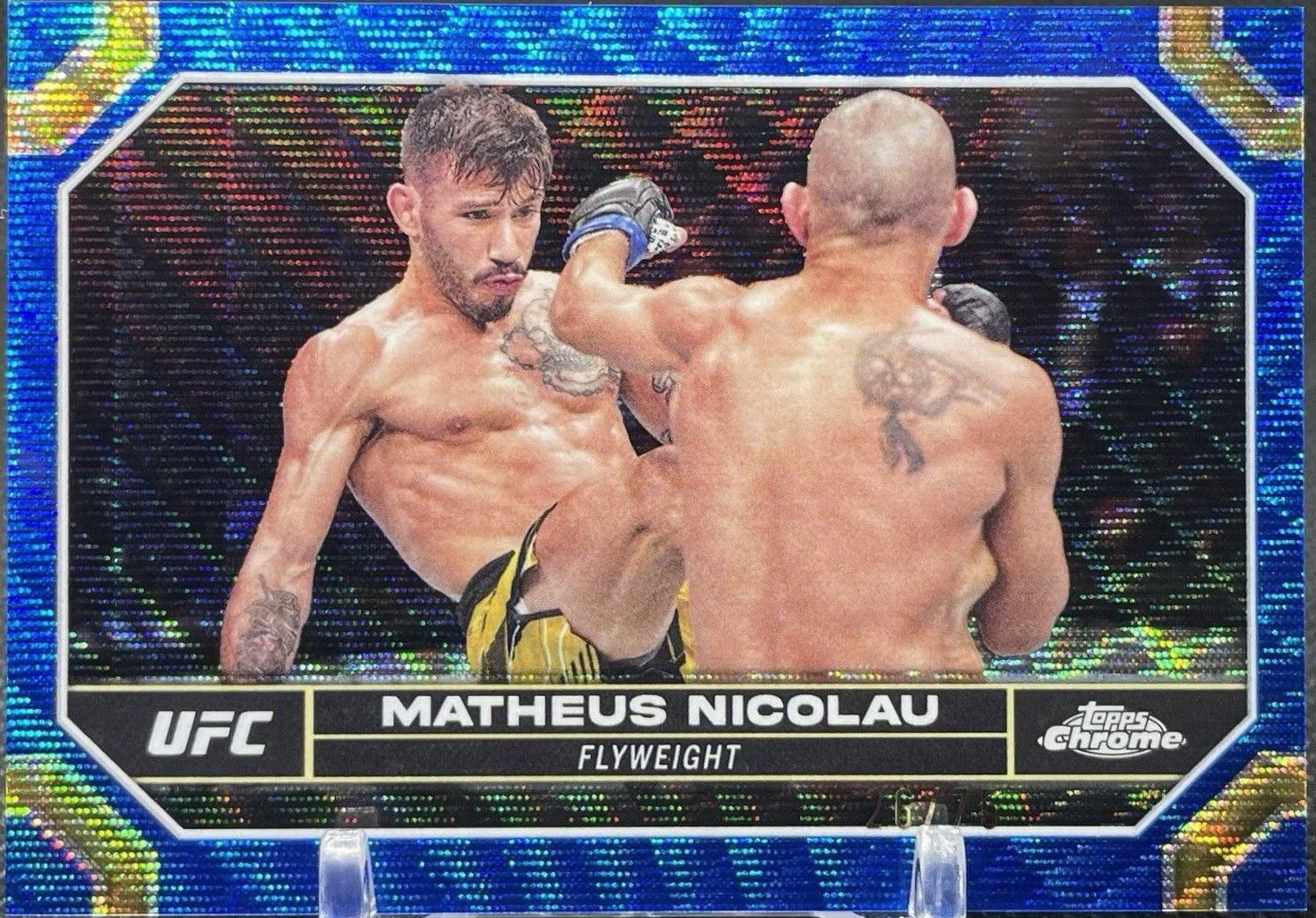 Matheus Nicolau 2024 Topps Chrome UFC Base #128 Blue Wave Refractor