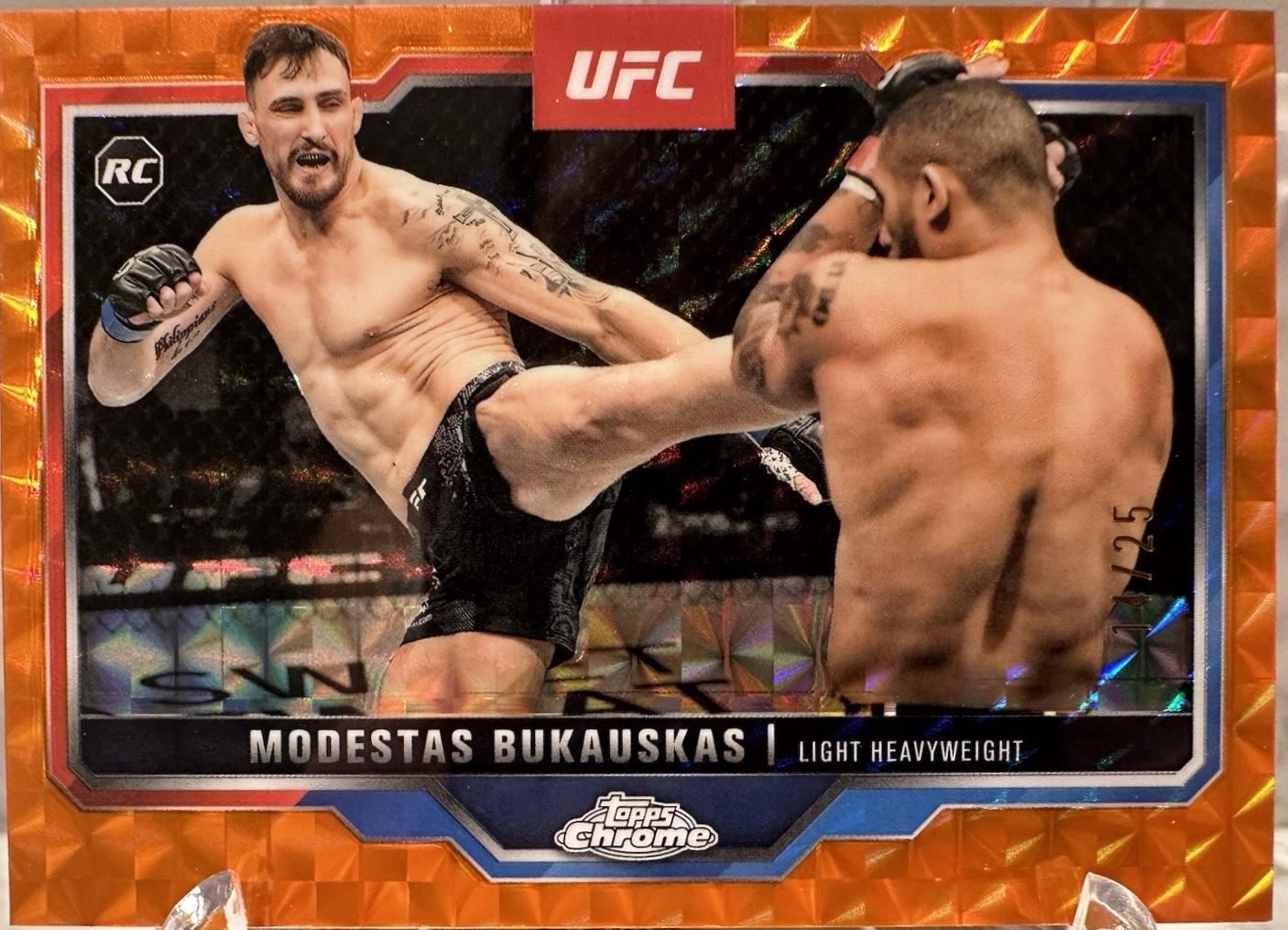 Modestas Bukauskas 2025 Topps Chrome UFC Base #8 Orange Geometric Refractor