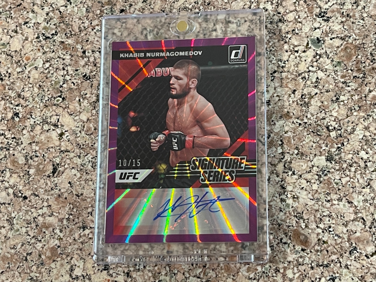 Khabib Nurmagomedov 2022 Panini Donruss UFC Signature Series #5 Purple Laser