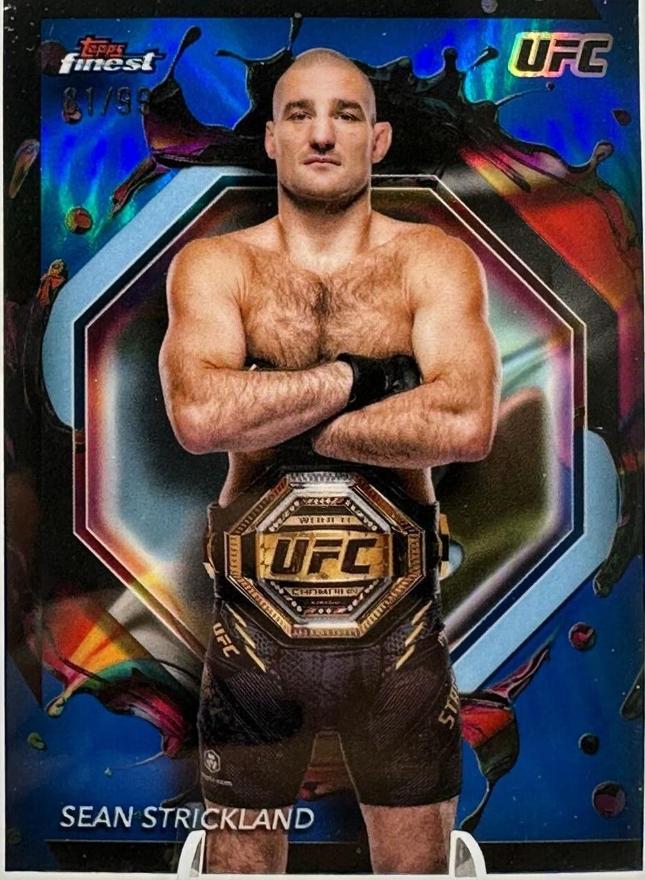 Sean Strickland 2024 Topps Finest UFC Base Rare #234 Blue Refractor