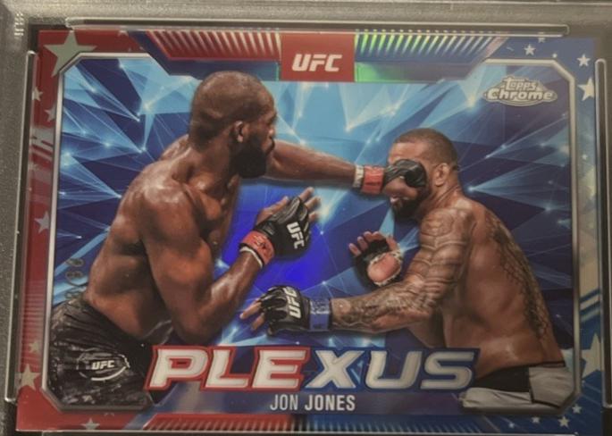 Jon Jones 2025 Topps Chrome UFC Plexus #PLX-1 Red White Blue Refractor