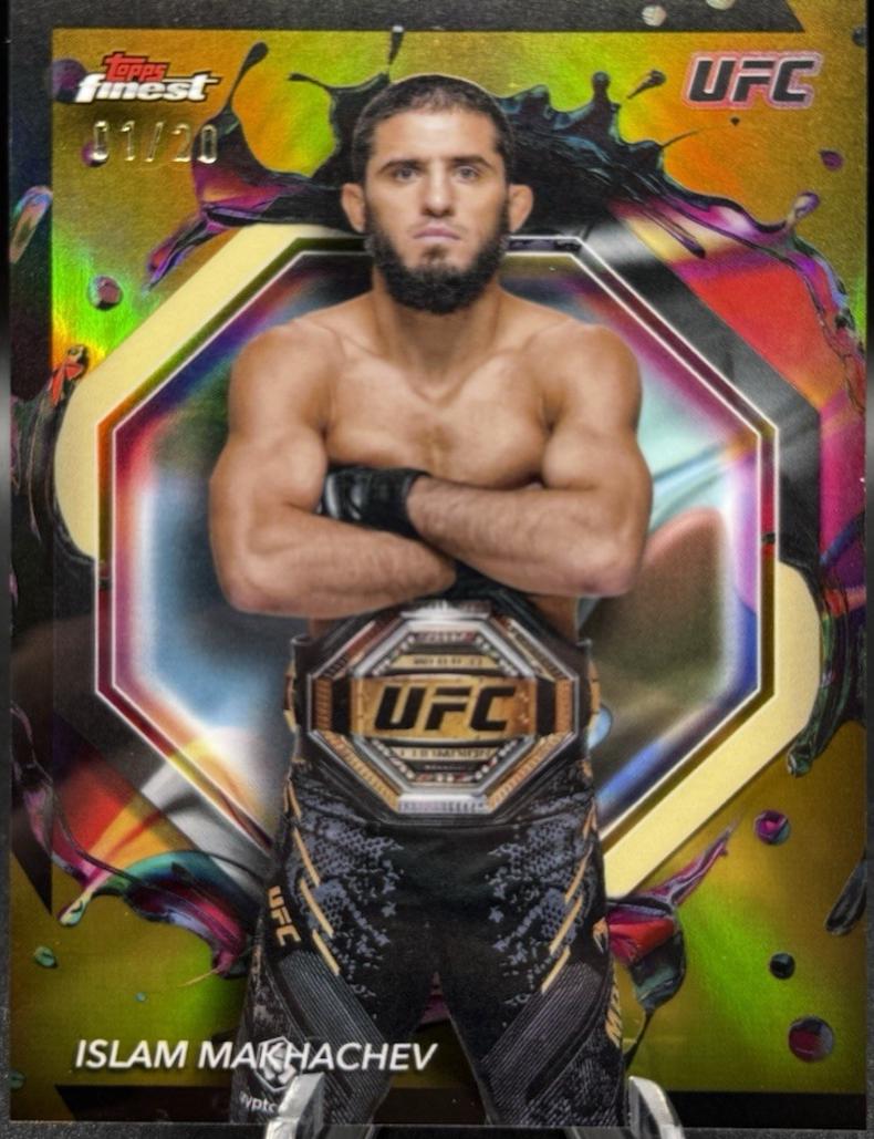 Islam Makhachev 2024 Topps Finest UFC Base Rare #293 Gold Refractor