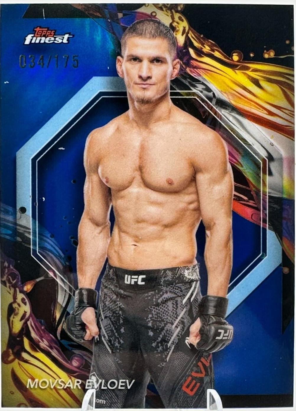 Movsar Evloev 2024 Topps Finest UFC Base Uncommon #174 Blue Refractor