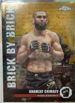 Khamzat Chimaev 2024 Topps Chrome UFC Brick by Brick #BYB-16 Gold Refractor