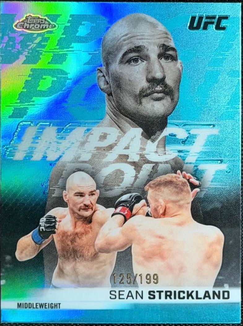 Sean Strickland 2026 Topps Chrome UFC Impact Point #IP-9 Aqua Refractor