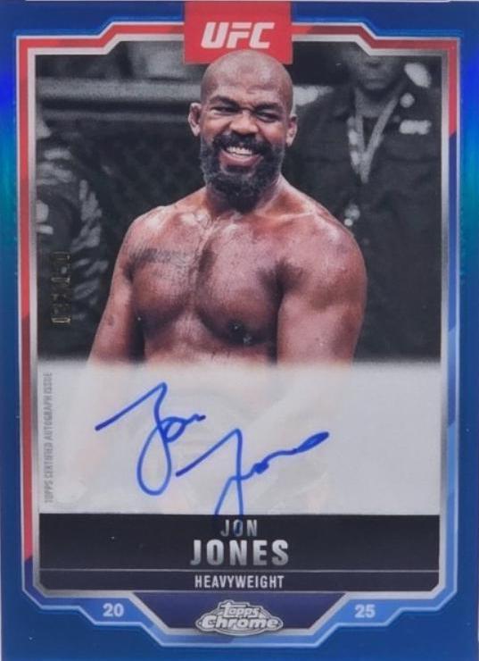 Jon Jones 2025 Topps Chrome UFC Chrome Veteran Autographs #CVA-JJ Blue Refractor