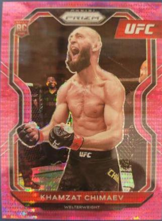 Khamzat Chimaev 2022 Panini Prizm UFC Base #94 Pink Pulsar