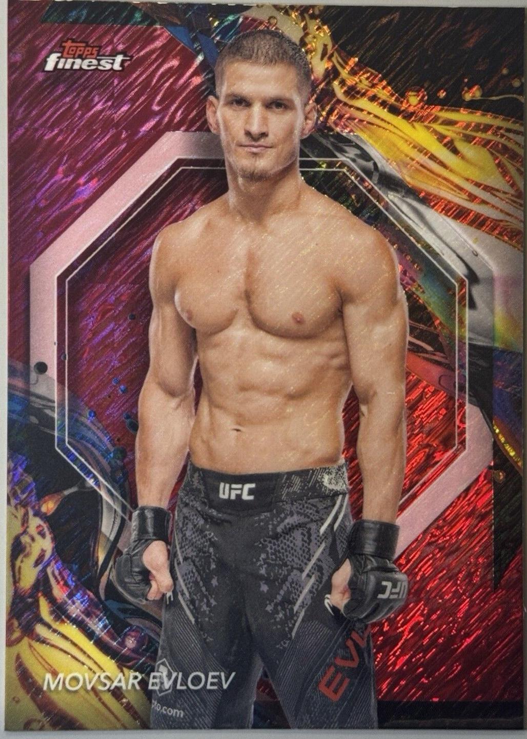 Movsar Evloev 2024 Topps Finest UFC Base Uncommon #174 Red Shimmer Refractor