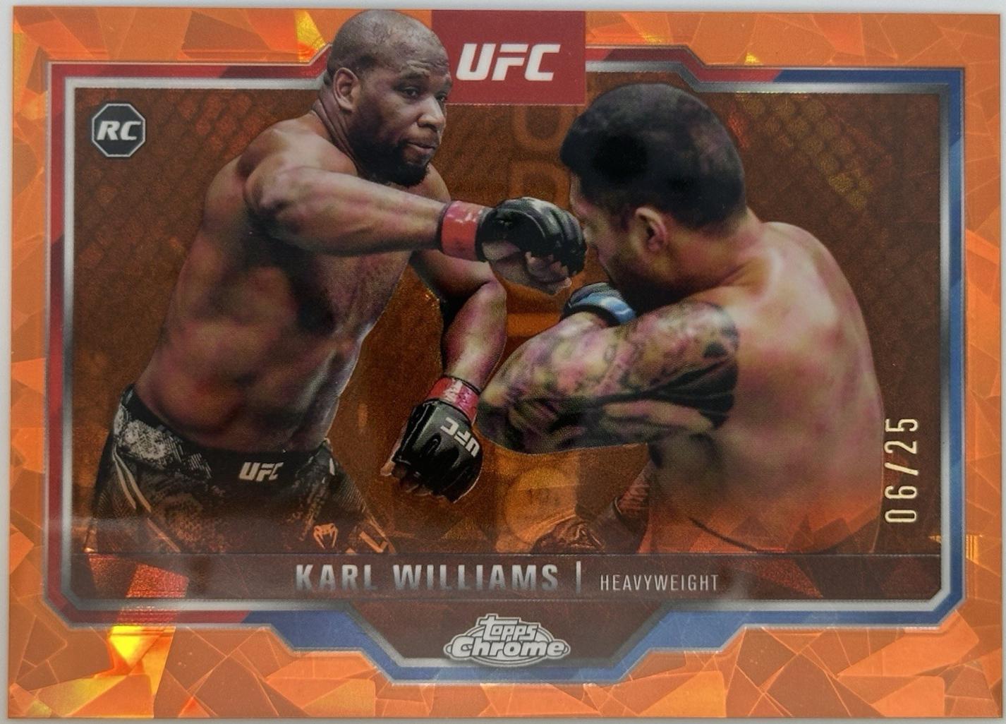 Karl Williams 2025 Topps Chrome Sapphire UFC Base Sapphire #30 Orange Sapphire