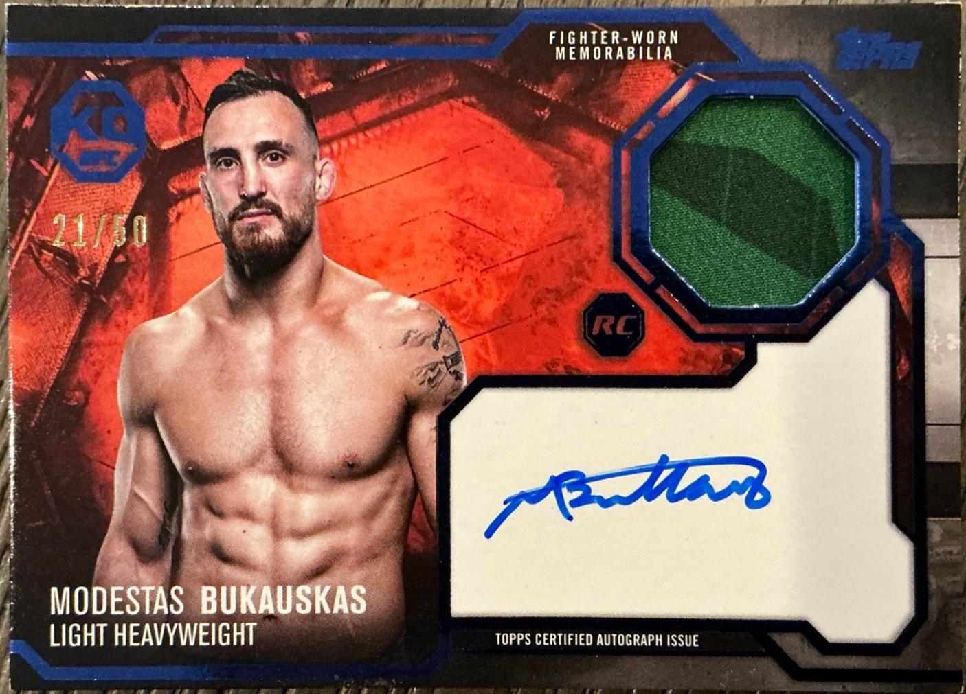 Modestas Bukauskas 2025 Topps Knockout UFC Knockout Autograph Relics #KAR-MB Blue