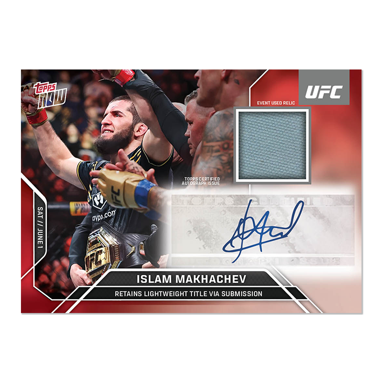 Islam Makhachev Topps Now UFC Sticker Autograph Relics #8 Red