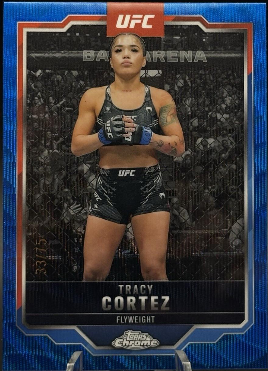 Tracy Cortez 2025 Topps Chrome UFC Base #134 Blue Wave Refractor