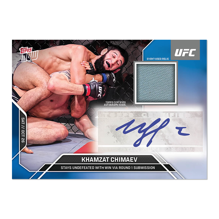 Khamzat Chimaev Topps Now UFC Sticker Autograph Relics #28 Blue