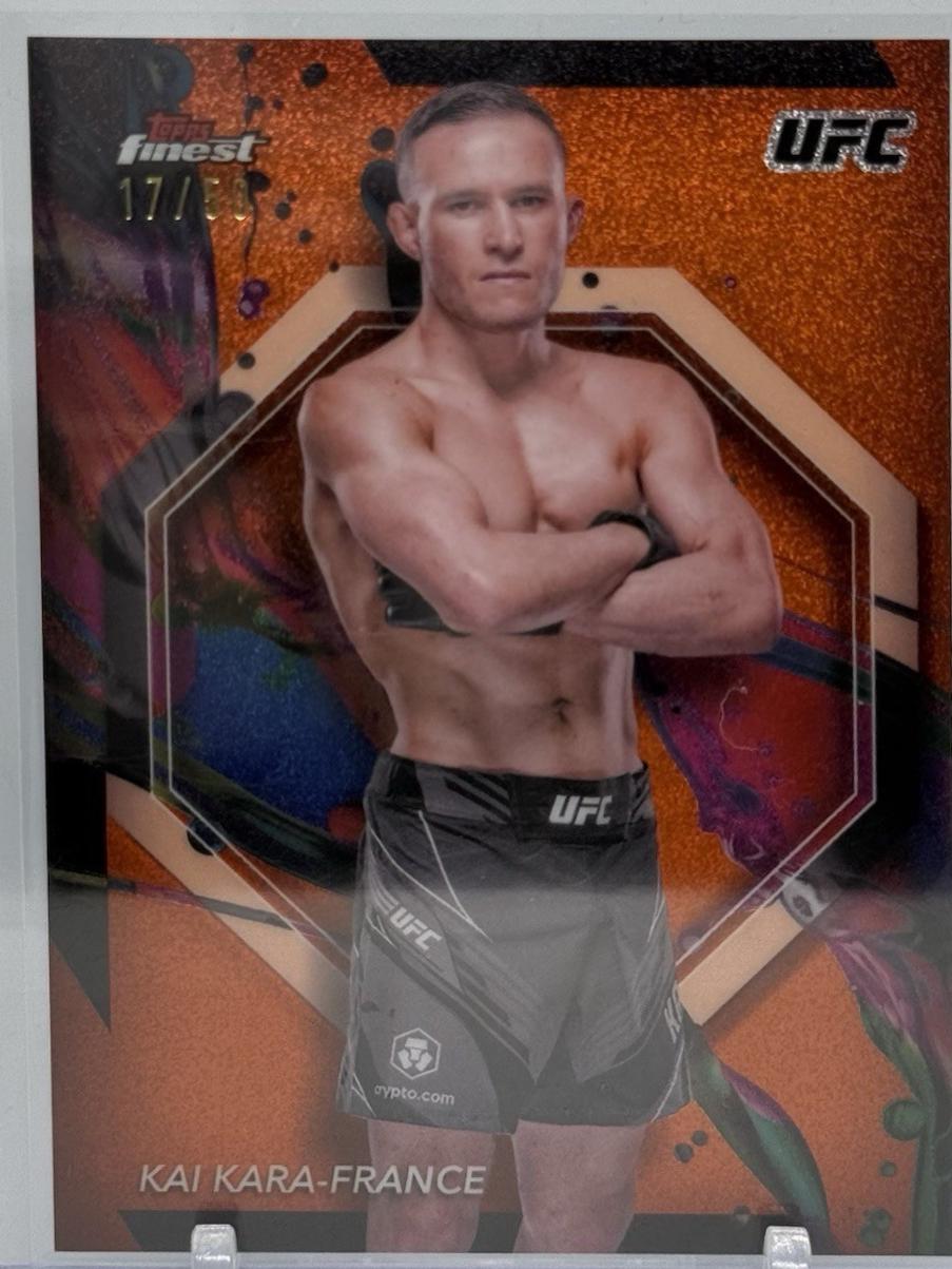 Kai Kara-France 2024 Topps Finest UFC Base Common #50 Tangerine Glitter Refractor