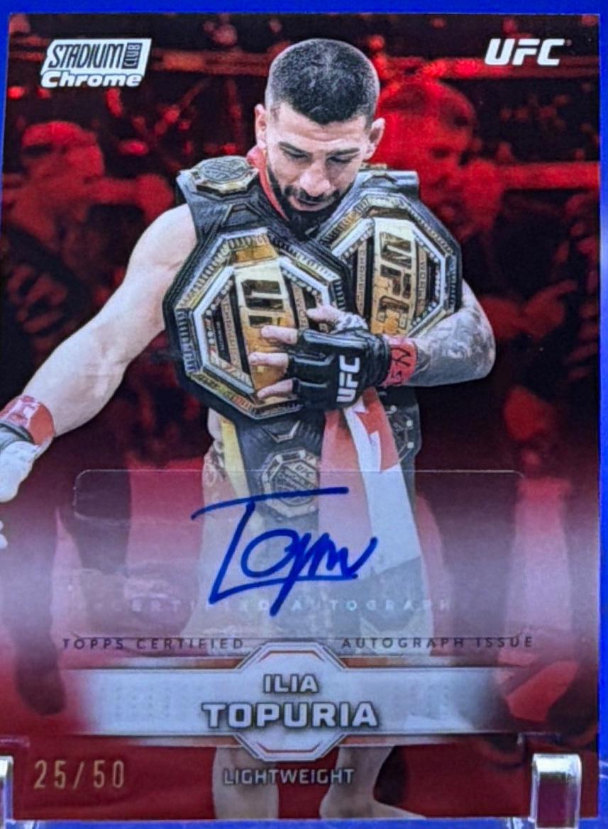 Ilia Topuria 2025 Topps Stadium Club UFC Chrome Autographs #CAS-ITA Red