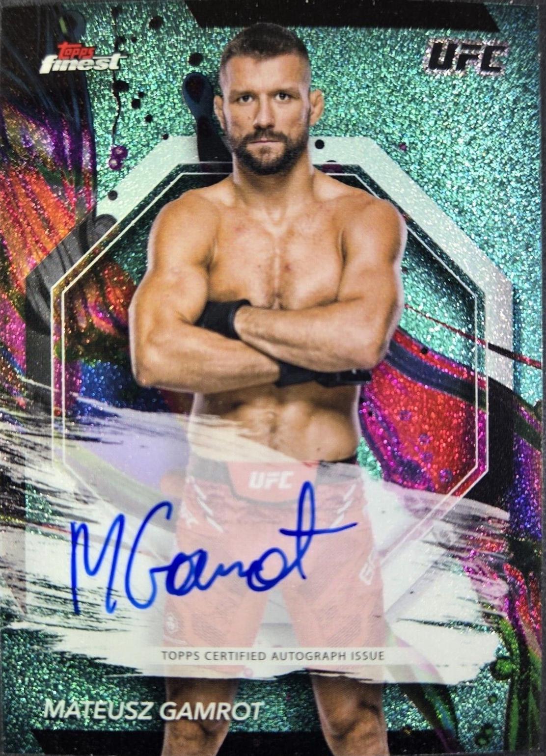 Mateusz Gamrot 2024 Topps Finest UFC Finest Autographs #FA-MZG Aqua Glitter Refractor