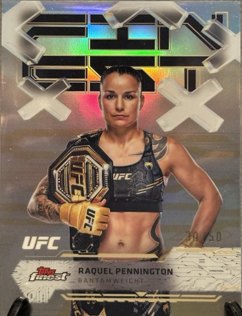 Raquel Pennington 2025 Topps Finest UFC Base Common #77 Gold Refractor