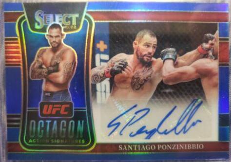 Santiago Ponzinibbio 2022 Panini Select UFC Octagon Action Signatures #19 Blue