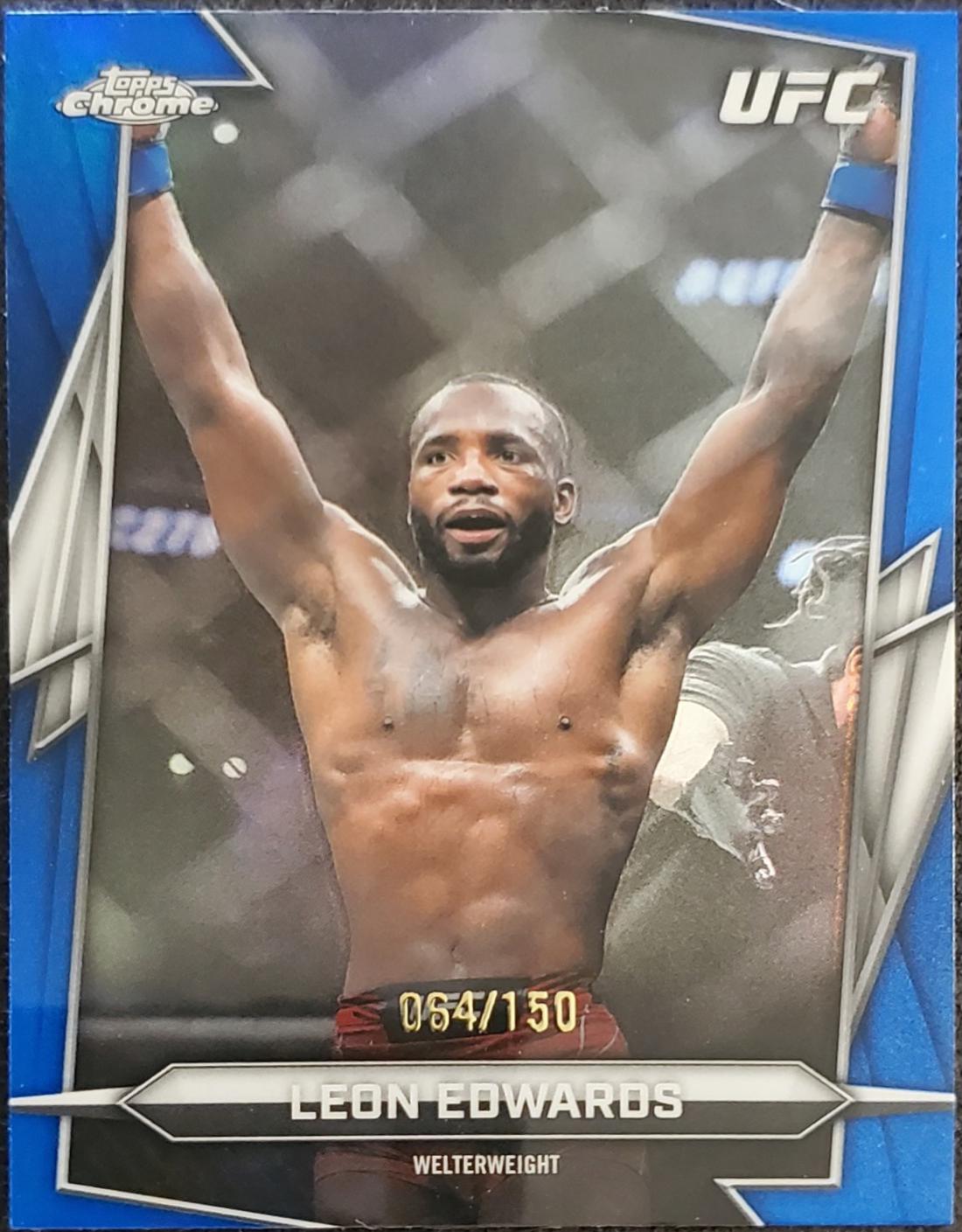 Leon Edwards 2026 Topps Chrome UFC Base #6 Blue Refractor
