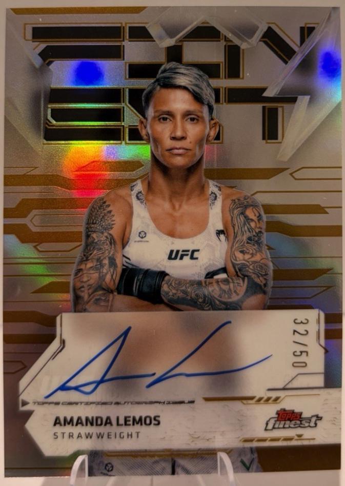 Amanda Lemos 2025 Topps Finest UFC Finest Autographs #FA-AL Gold Refractor