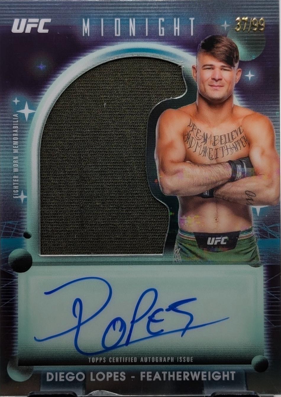 Diego Lopes 2025 Topps Midnight UFC Relic Autographs #VRA-DL Twilight