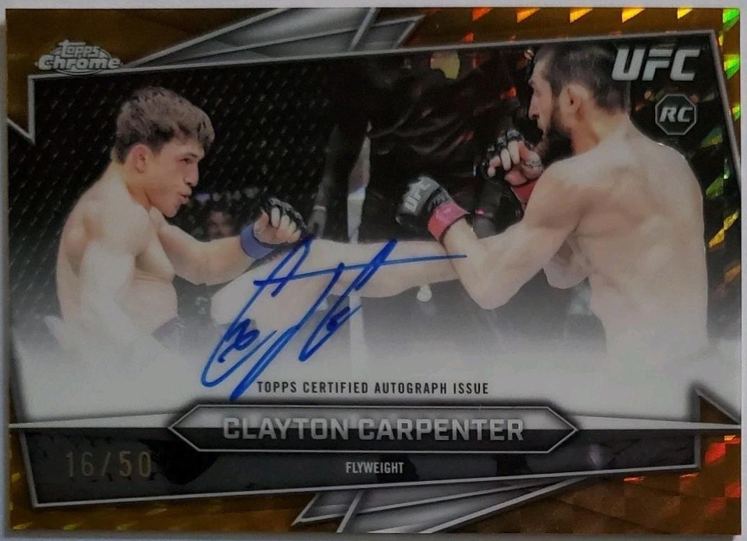 Clayton Carpenter 2026 Topps Chrome UFC Base Autographs #BAV-CR Gold Geometric Refractor