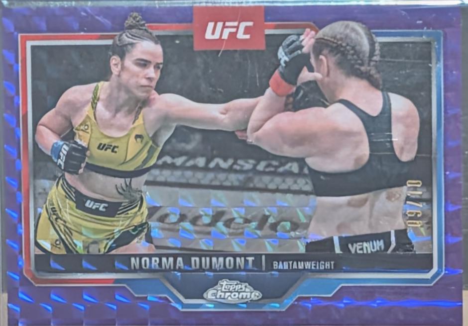 Norma Dumont 2025 Topps Chrome UFC Base #195 Purple Geometric Refractor
