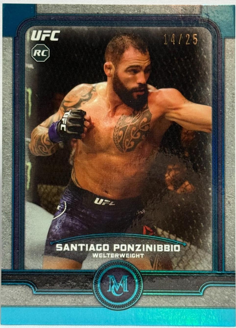 Santiago Ponzinibbio 2019 Topps UFC Museum Collection Base #14 Sapphire